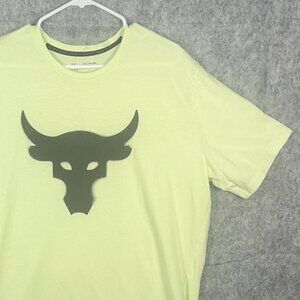 Under Armour Project Rock Loose Short Sleeve Yellow T-Shirt Men's 2XL Black Bull